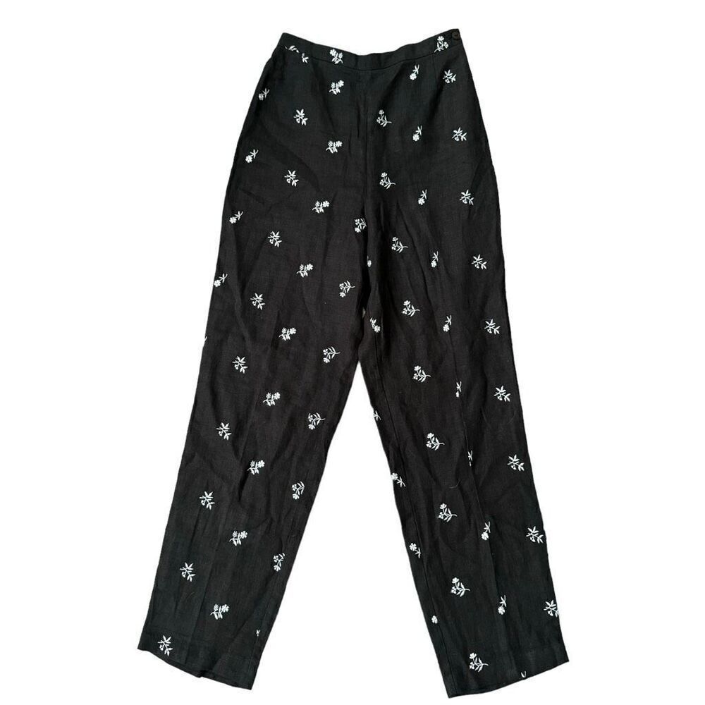 Courtenay cotton stretch embroidered pants elastic back waist size 6P